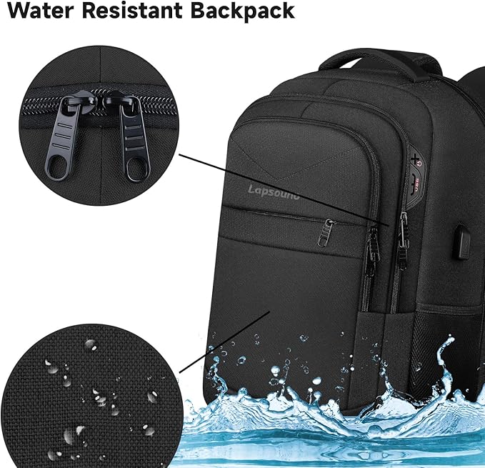 Travel Backpack, Large Carry on Backpack, 17 Inch Laptop Bag, Big Sturdy TSA-Friendly with USB Port College School Rucksack Bag, Gifts for Him Men Women, Black