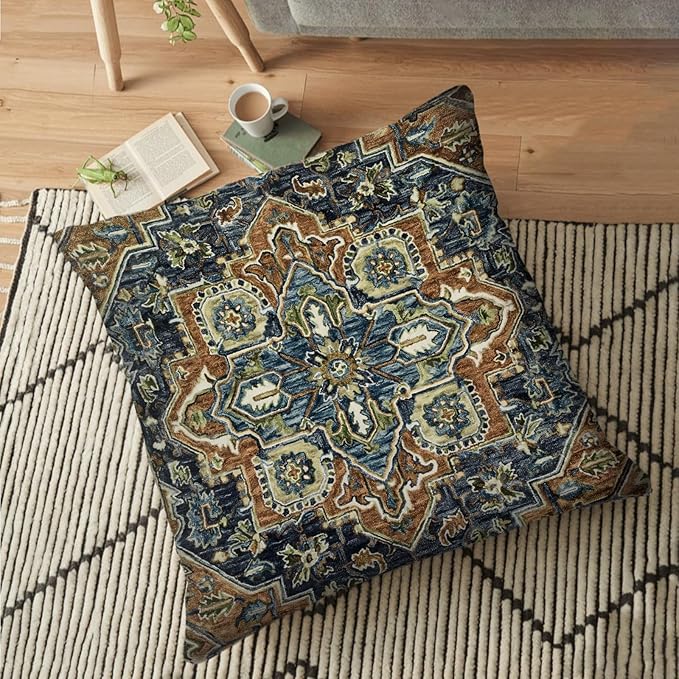 Boho Throw Pillow Covers 16x16 inch Set of 2,Bohemian Vintage Carpet Pattern Antique Ethnic Decor Double Sided Pattern Cushion Cover Soft Pillow Case Living Sofa Room Bed Square Pillow Cover