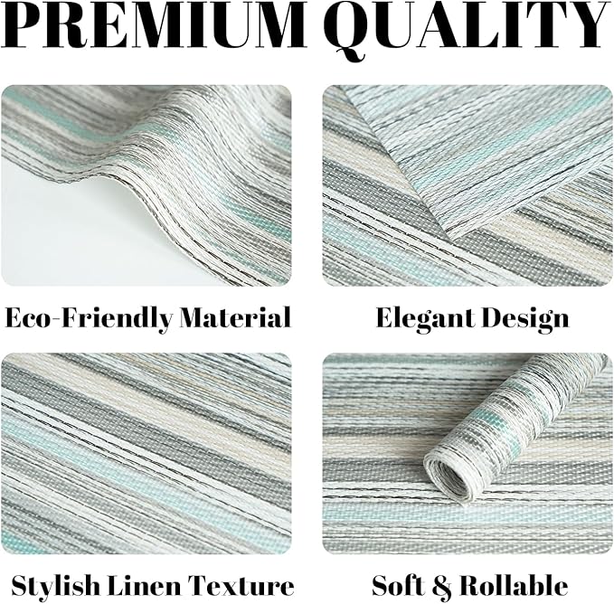 Placemats Set of 6 Vinyl/Plastic Woven Place Mats for Kitchen Table Indoor/Outdoor Washable Placemat Wipeable Dining Table Mats (Turquoise,6)