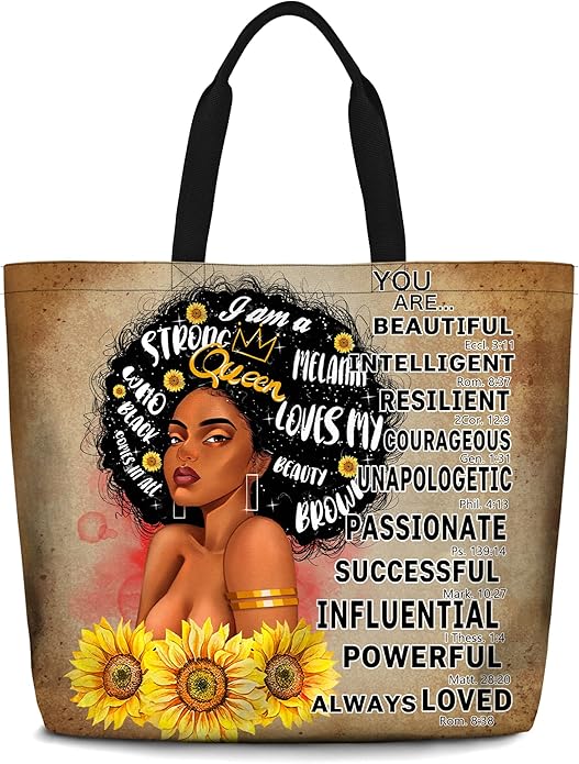 IAGM Women Tote Bags African American Woman Shoulder Bag Afro Black Girl Magic Satchel Handbags For Shopping,Work,Grocery,Gym