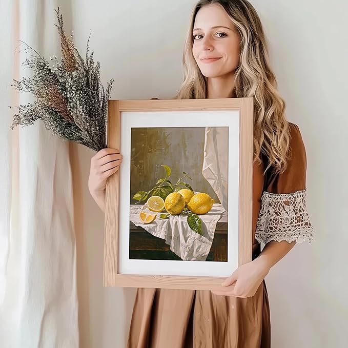 Lemon Still Life Squeeze the Day Art Print - 11x14 | Kitchen Wall Art for Dining Room Decor | Farmhouse Pictures for Home | Rustic Wall Decor for Living Room | Vintage Wall Pictures