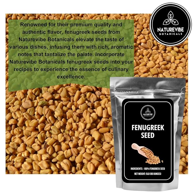 Naturevibe Botanicals Fenugreek Seeds Whole, 5lbs | Methi seeds | Gluten Free & Non-GMO | Hair and skin health (80 ounces)