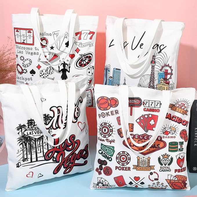 Paterr 4 Pcs City Souvenir Tote Bag-New York Chicago Seattle Los Angeles Boston San Francisco Paris Italy Las Vegas Nashville