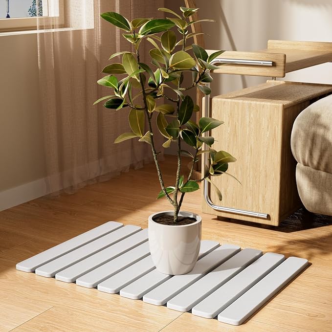 Foldable Stone Bath Mat, Quick Dry Stone Drying Mats for Bathroom, Super Absorbent Bath Mat, Non Slip, Large Diatomaceous Earth Dish Drying Mats for Kitchen Counter 23.5 x 15.4in, Off-White