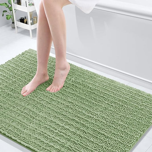 Arotive Luxury Chenille Bathroom Rug Mat, Extra Soft Thick Absorbent Shaggy Bath Rugs, Non-Slip Machine Wash Dry, Plush Bath Mats for Bathroom, Shower and Tub, 59x35, Sage Green