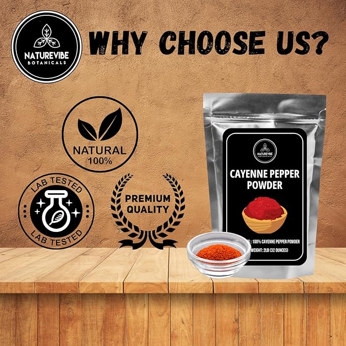 Naturevibe Botanicals Cayenne Pepper Powder – 2lb Bulk | 100% Pure & Non-GMO | Hot & Spicy Seasoning for Cooking, Sauces & Rubs