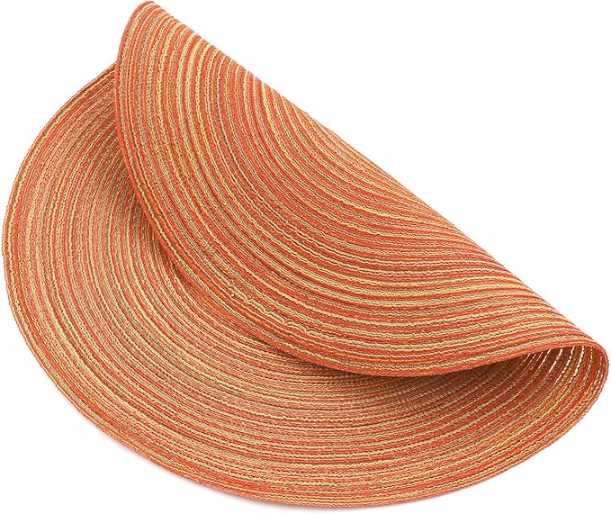 SHACOS Round Braided Placemats Set of 6 Fall Place Mats Washable Polyester 15 inch Round Table Mats for Dining Table Wedding Party Decor (Fall Color Mix, 6)
