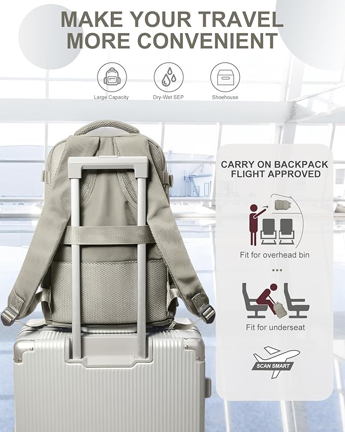 coowoz Travel Backpack Carry On for Women Man Gym Backpacks with Laptop Compartment Mochila de Viaje Teacher Personal Item Backpack Rucksack Airplane Accessories Must Haves Brown Small