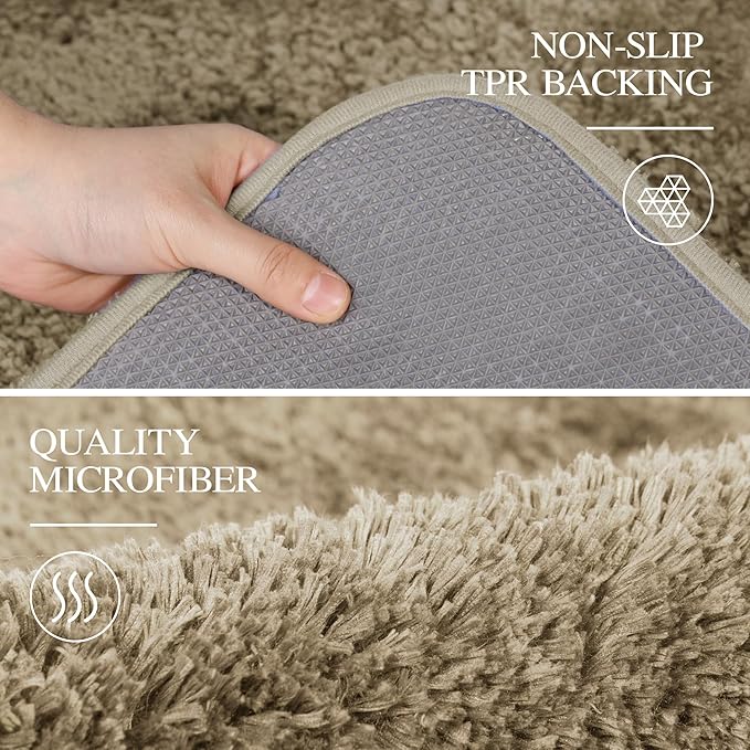 Walensee Large Bathroom Rug (24 x 40, Sand) - Extra Soft, Absorbent Shaggy Mat, Machine Washable, Non Slip, Luxury Floor Mat