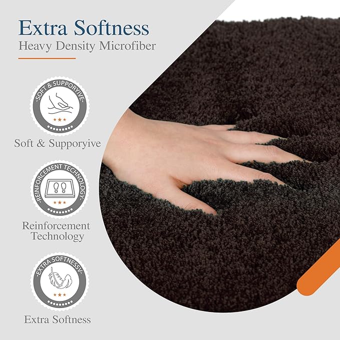 Walensee Large Bathroom Rug (24 x 40, Brown) Extra Soft and Absorbent Shaggy Bath Mat Machine Washable Microfiber Non Slip Luxury Floor Mat