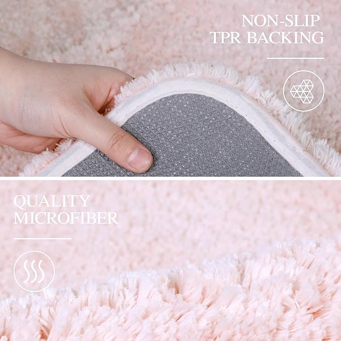 Walensee Bathroom Rug (24 x 36, Blush) Extra Soft and Absorbent Shaggy Bath Mat Machine Washable Microfiber Non Slip Luxury Bathroom Floor Mat
