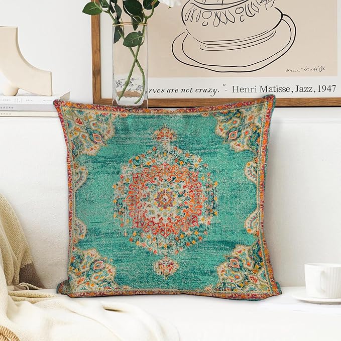 Boho Throw Pillow Covers 26x26 inch Set of 2,Boho Vintage Carpet Pattern Antique Ethnic Decor Double Sided Pattern Cushion Cover Soft Pillow Case Living Sofa Room Bed Square Pillow Cover