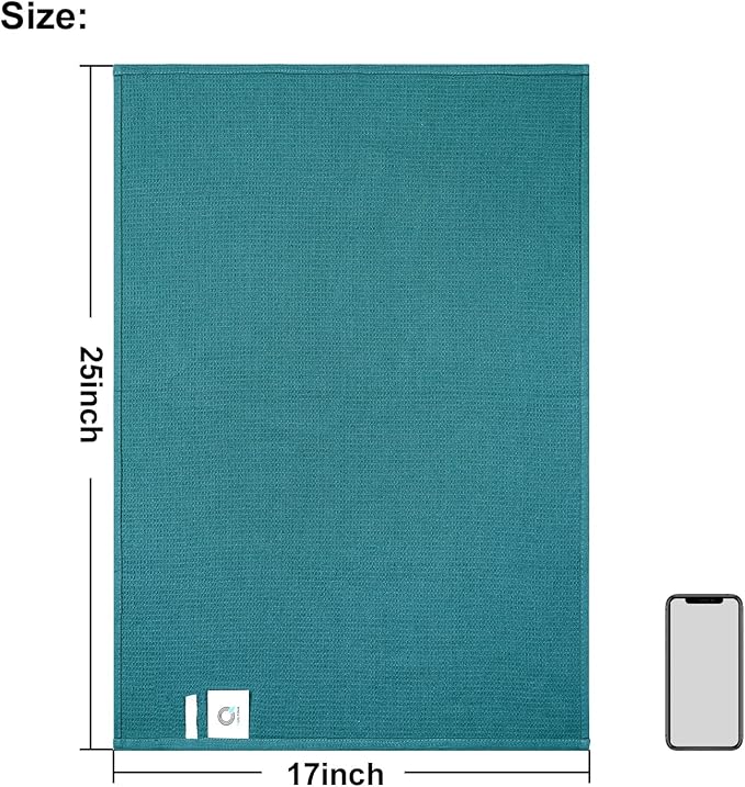 QUILTINA Dish Towels Set,100% Cotton Waffle Weave Kitchen Towels 6 Pack,17 x 25 Inches Dish Towels for Kitchen,Super Absorbent for Drying and Cleaning(Dark Green,Light Grey,Dark Grey)