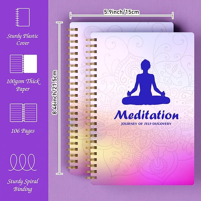 A5 Meditation Journal: Daily Reflection Notebook for Spiritual Serenity & Self-Discovery - Ideal Gift for Beginners, 100gsm Thick Paper, Twin-Wire Binding