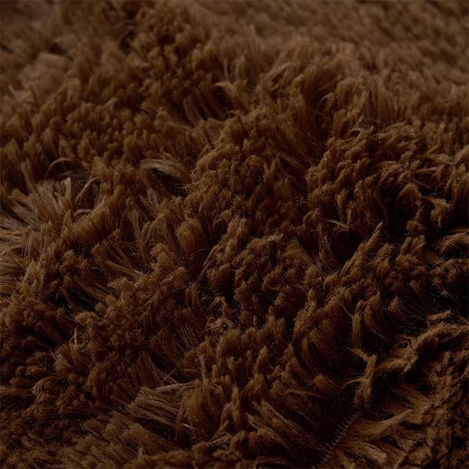 MorroMorn 5 PCS Plush Shaggy Duvet Cover Sets, Luxury Shag Fluffy Comforter Cover Fuzzy Bedding Set - Long Faux Fur Ultra Soft Cozy (Brown, Full/Queen)