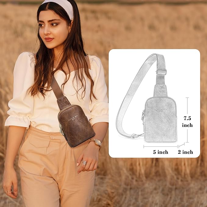 INICAT Travel Small Sling Bag Leather Crossbody Bags for Women Fanny Packs Cross Body Bag for Woman Cross Body Purses