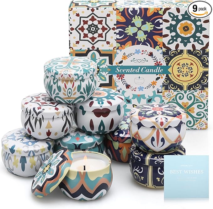 Scented Candles, 9 Packs 2.5oz Candle Set, Soy Candles for Home Scented, Aromatherapy Candle Gift Set for Stress Relief, Bathing, Ideal Gifts for Women Birthday, Valentines Day, Mothers Day