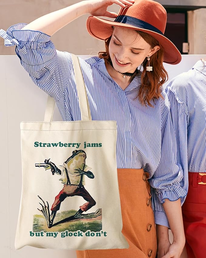 Canvas Tote Bag with Pocket - Aesthetic Cute Canvas Bag for Women Shoulder Totes for Shopping, Work, Gym