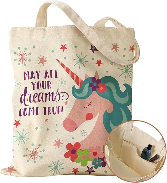 Canvas Tote Bag with Pocket - Aesthetic Cute Canvas Bag for Women Shoulder Totes for Shopping, Work, Gym