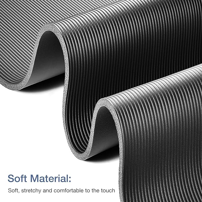 Yoga Mat Non Slip NBR Thick Yoga Mat, 72"L x 32"W x 0.6"TH (185cm x 80cm x 15mm), Anti-Tear Exercise Mat with Carrying Strap and Bag, Workout Mats for Yoga, Pilates and Floor Exercises