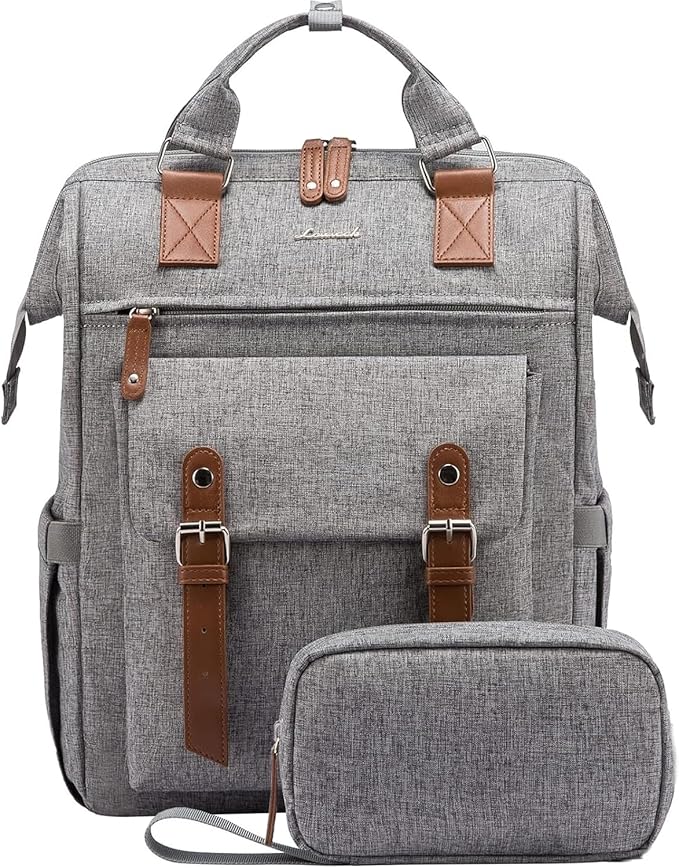 LOVEVOOK Laptop Backpack for Women Work Travel Teacher Commuter Backpack Business Computer Bag Doctor Nurse Bags College Backpack Purse Laptop Bag, Casual Daypack, 15.6 Inch, Grey