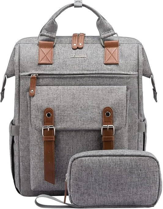 LOVEVOOK Laptop Backpack for Women Work Travel Teacher Commuter Backpack Business Computer Bag Doctor Nurse Bags College Backpack Purse Laptop Bag, Casual Daypack, 15.6 Inch, Grey
