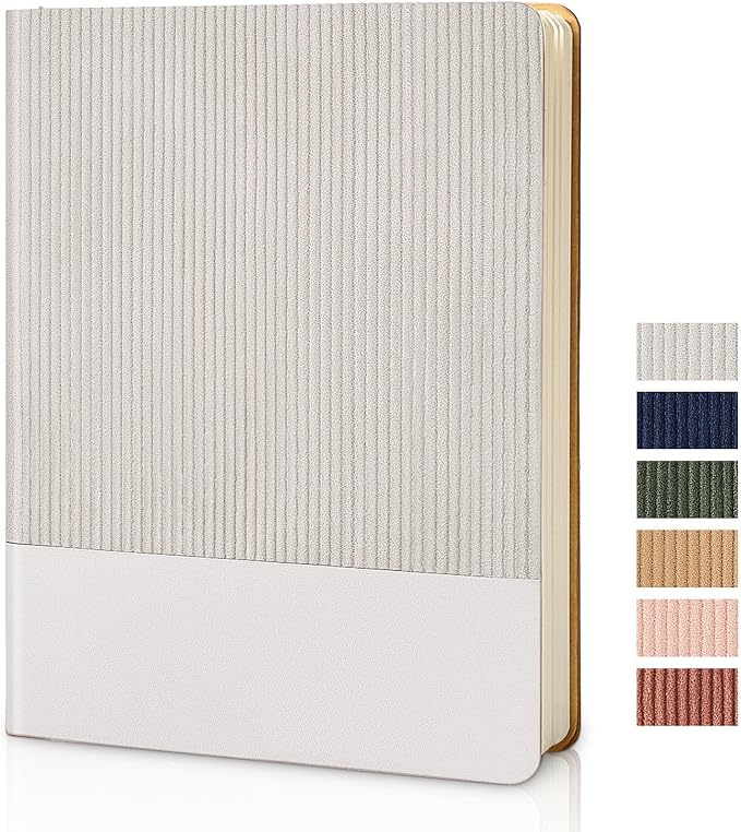 Lined Journal Notebook for Work College Ruled Note Book 7.2"x9.6" B5 PU Leather Daily Journaling 160 Pages for Women Men Writing Home School Supplies Business (B5 Lined 160pages, 06-Grey)