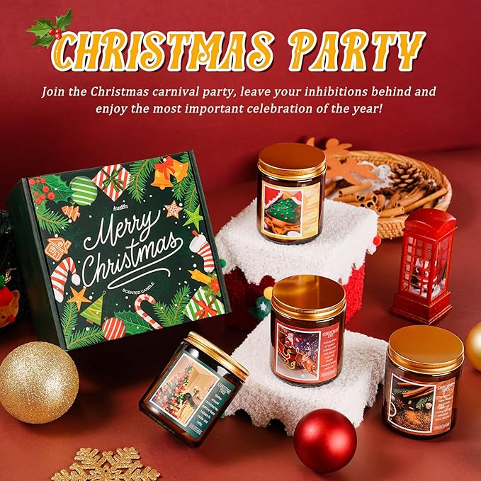 Auelife Christmas EVE Soy Candle - Sugared Plums Candied Fruits and Rum, 7 oz Aromatherapy Jar Candle, Christmas Gift for Women and Men