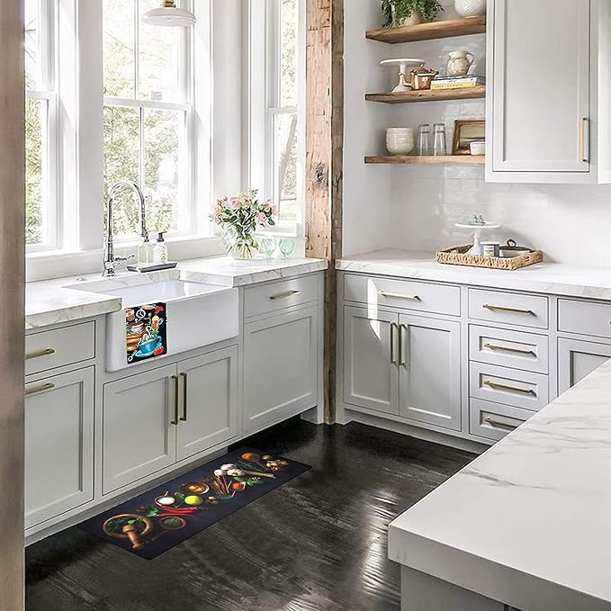 UpNUpCo Artistic Beautiful Anti Fatigue Kitchen Floor Mat - Unique Floor Mats - Pain Relief Padded Kitchen Mats - Floor Mats For In Front Of Sink - Memory Foam 47"X17.5"X10mm Spicy Spice