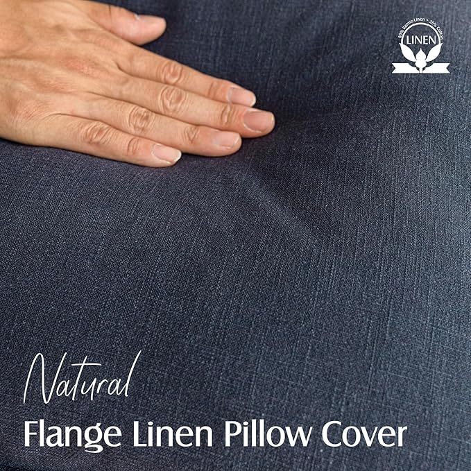 Foindtower Pack of 2, Decorative Linen Soild Throw Pillow Covers Soft Accent Square Cushion Case Boho Farmhouse Pillowcase for Chair Couch Sofa Bedroom Living Room Home Decor 26 x 26 Inch Navy Blue