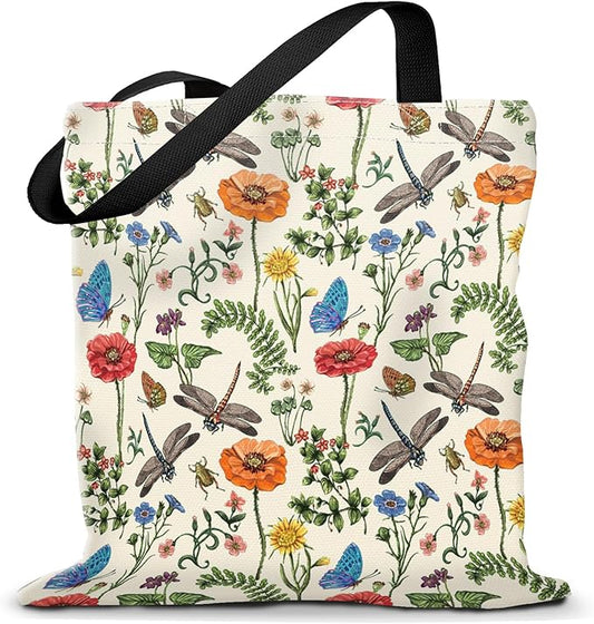 Canvas Tote Bag for Women，Cute Heavy-Duty Shoulder Bag with Zipper Pocket -Travel Tote for Grocery, Gym,Shopping