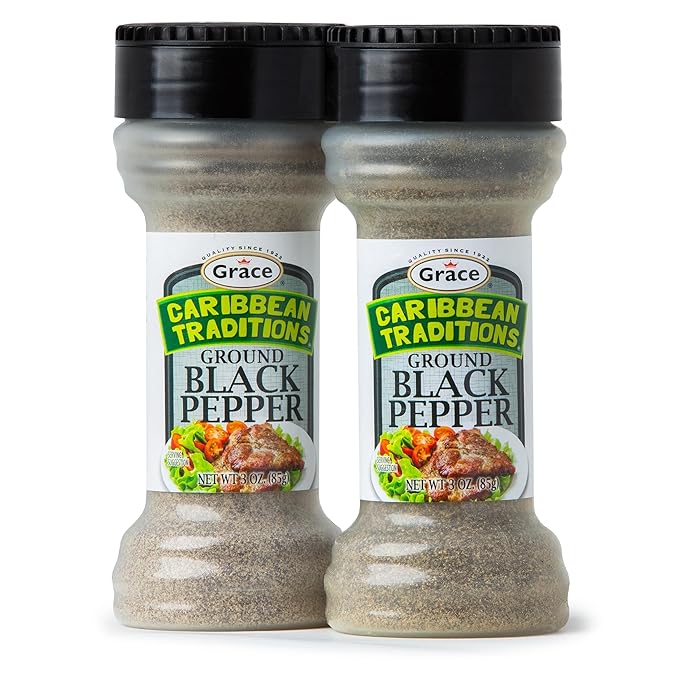 Grace Caribbean Traditions Black Pepper - 2 Pack - Ground Black Pepper - Jamaican Cooking Pepper