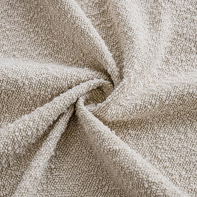 Foindtower Pack of 2, 20 x 20 Inch, Decorative Textured Boucle Throw Pillow Covers Accent Solid Pillow Cases Cozy Soft Couch Cushion Case for Chair Sofa Bedroom Living Room Home Decor, Beige