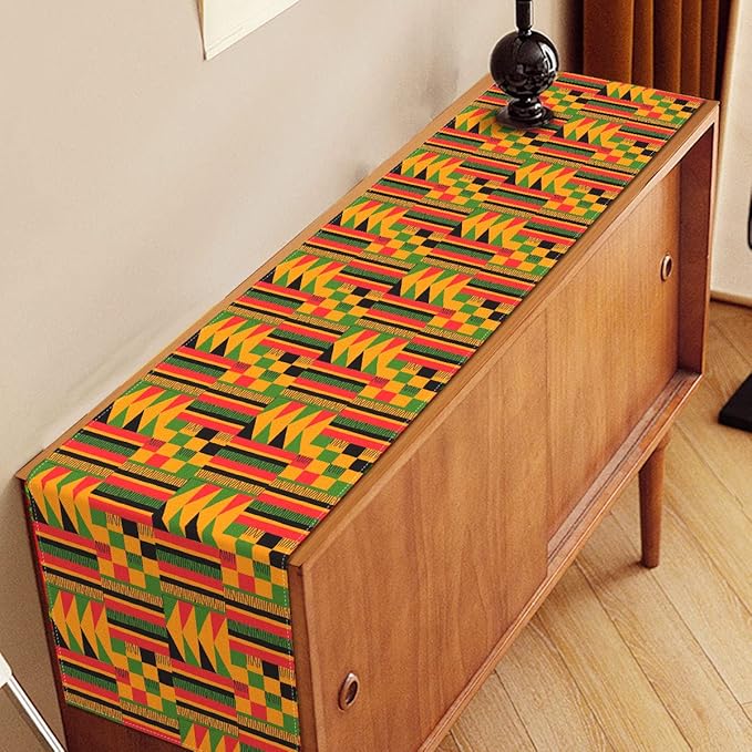 Nepnuser African Print Table Runner Juneteenth Decorations Kwanzaa Kente National Holiday Party Supply Home Kitchen Dining Room Decor