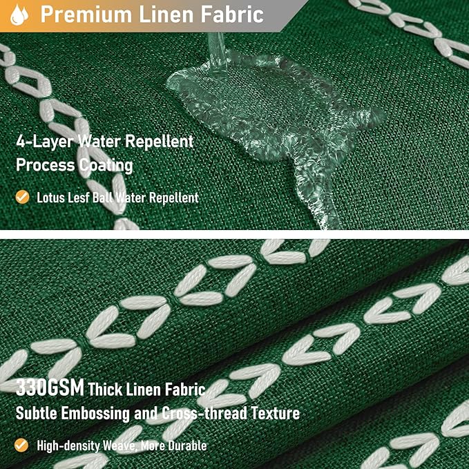 BTTN Boho Shower Stall Curtain - 36x72 Narrow Linen Thick Striped Tassel Fabric Shower Curtain Set with 6 Hooks, Modern Farmhouse Cottage Decorative Cloth Shower Curtains for Bathroom - Emerald Green