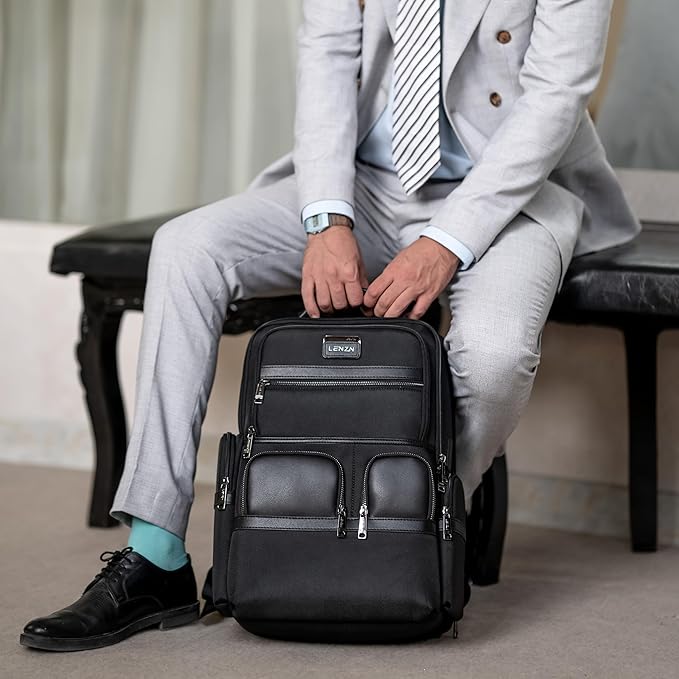 Laptop Business Backpack for Men & Women, Work Backpack Fits 15.6 Inch, Premium Quality Travel Bag with USB Charging Port, Water-Resistant, Durable Ballistic Nylon, Bookbag with Multiple Pockets