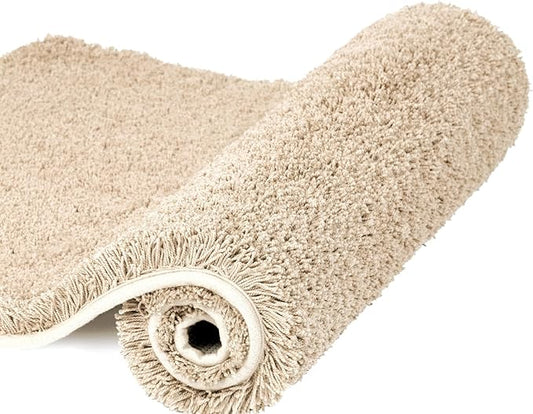 Walensee Large Bathroom Rug (24 x 40, Beige) Extra Soft and Absorbent Shaggy Bath Mat Machine Washable Microfiber Mat, Non Slip Bath Mat, Luxury Bathroom Floor Mats Rubber Back