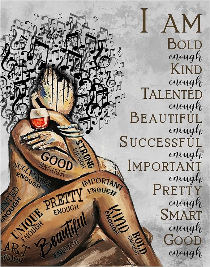 Black Woman Art Wall Decor 11x14 - African American Wall Art - Inspirational Prints - Empowering Print for Women Bedroom - Motivational Black Girl Artwork - Positive Quotes Decor