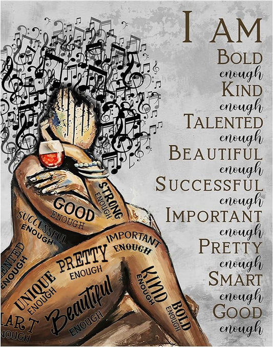 Black Woman Art Wall Decor 11x14 - African American Wall Art - Inspirational Prints - Empowering Print for Women Bedroom - Motivational Black Girl Artwork - Positive Quotes Decor