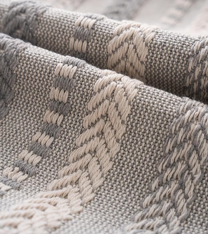 Boho Throw Pillow Covers 18x18 Inch Set of 2, Farmhouse Decorative Couch Pillow Cases, Grey Accent Pillows of Bed, Sofa Bedroom Living Room Home Decor Cushion Cover