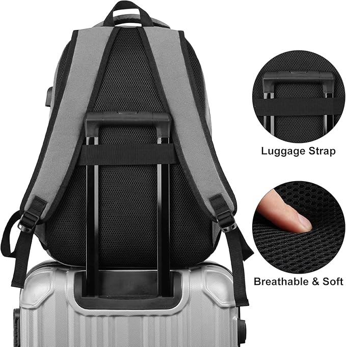 Backpack for Men and Women, School Backpack Teens Boys and Girls 15.6 Inch Laptop Bookbag with USB Charger for High School College Work Travel Business (Dark Gray)