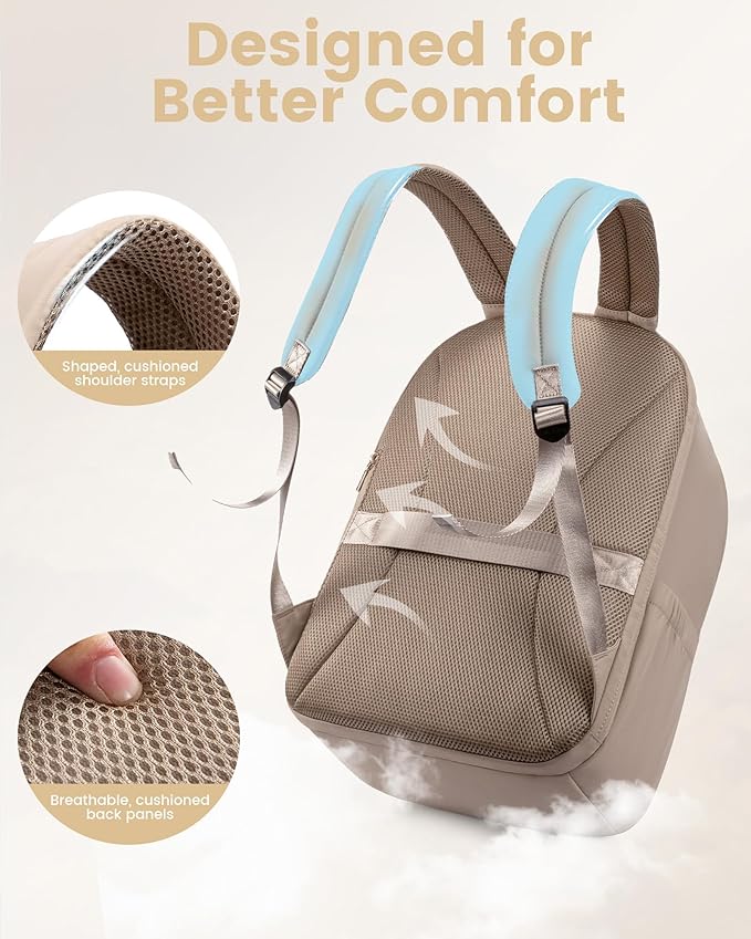 LOVEVOOK Laptop Backpack for Women, 17.3 Inch Work Backpack Purse, Large Capacity Casual Daypack, Business Computer Backpack, Travel Backpack for Gift, Khaki