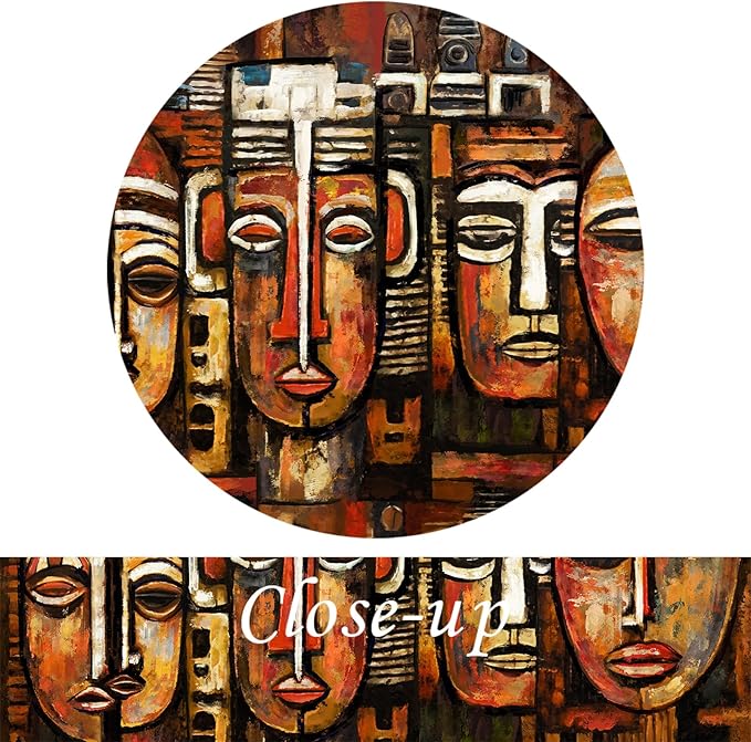 KREATIVE ARTS 4 Panel African American Wall Art Masks Tribal Ethnic Canvas Prints Vintage Poster Pictures Artwork Black Art Paintings for Living Room Ready to Hang L48xH33Inches