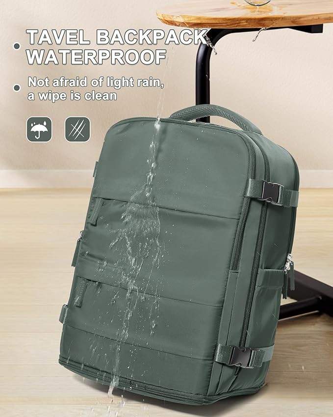 coowoz Large Travel Backpack Carry On for Women Man Waterproof Gym Backpacks Mochila de Viaje Teacher Travel Bag Essentials Personal Item Backpack Rucksack Airplane Accessories Must Haves Olive Green