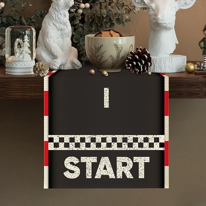 Race Track Table Runner Seasonal Spring Fall Kitchen Dining Linen Table Decoration for Indoor Outdoor Home Party Dinner 13x72 Inch