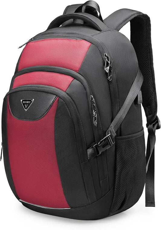 Laptop Travel Backpack with USB Charging Port, Anti-Theft Travel Business Backpack Fits 17 Inch Notebook, 30L Water-Resistant Work Computer Backpack, College School Bookbag for Men Women, Red/Black
