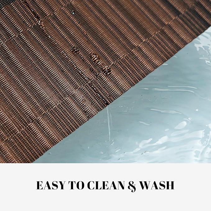 Placemats Set of 8 Vinyl/Plastic Woven Place Mats for Kitchen Table Indoor/Outdoor Washable Placemat Wipeable Dining Table Mats (Ombre Brown Black,8)
