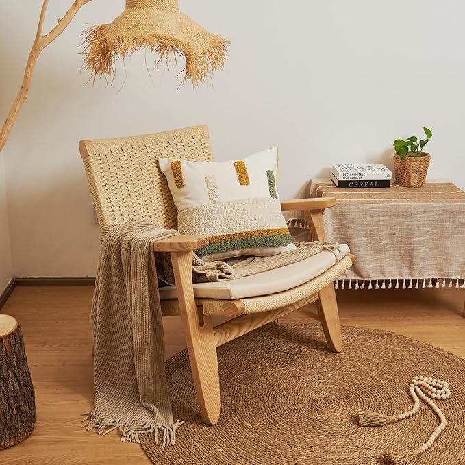 lifein 18x18 Pillow Covers-Throw Pillow Cover,Tufted Boho Jacquard Pillow Covers,Farmhouse Decorative Pillow Cover,Pillow Cases for Gift,Couch,Sofa,Bed,Chair,Living Room,Home Decor(18x18inch)