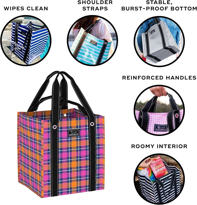 SCOUT Bagette Market Tote, Large Reusable Grocery Bag with Burst-Proof Bottom