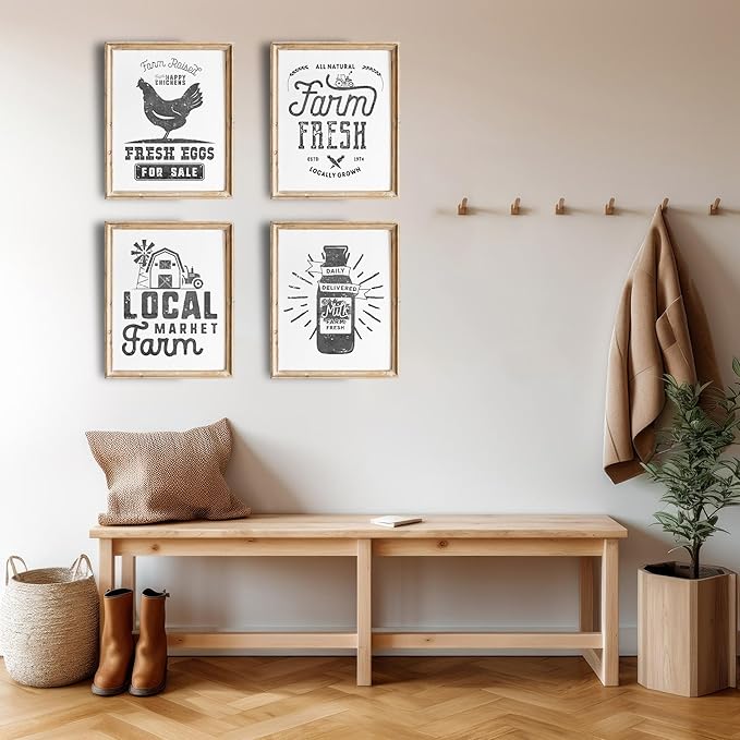 Farmhouse Decor - Kitchen Art Prints (Set of 4) - Unframed - 11x14 | Beautifully Designed Wall Art to Add a Cozy and Inviting Touch to Your Home | Living Room Décor | Unique Wall Décor